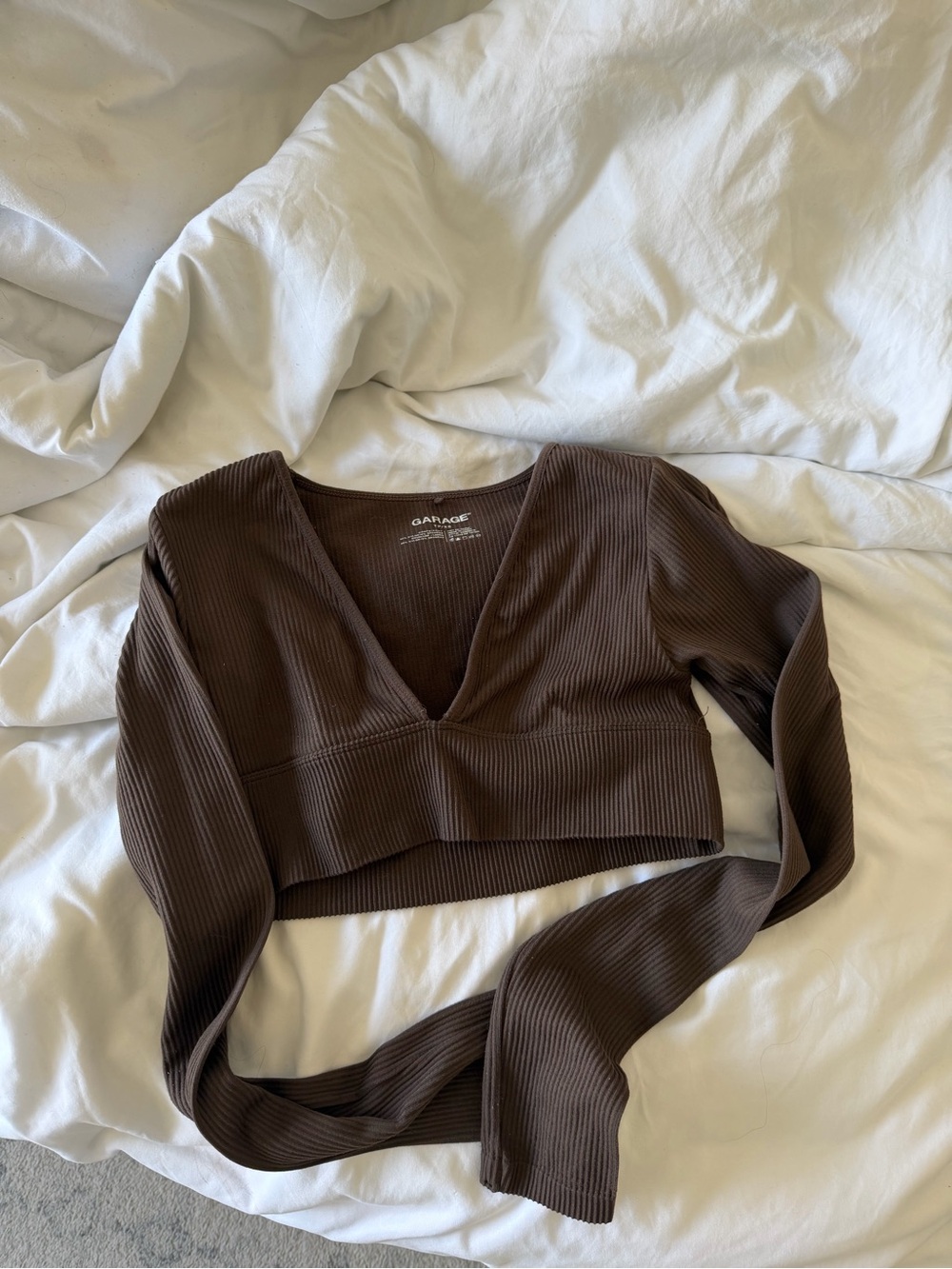 Garage Plunge Cropped Long Sleeve Top